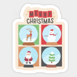 Merry Christmas tree Reindeer Santa Claus Snowman Seasons Greetings Tis The Season To Be Jolly Cute Sticker